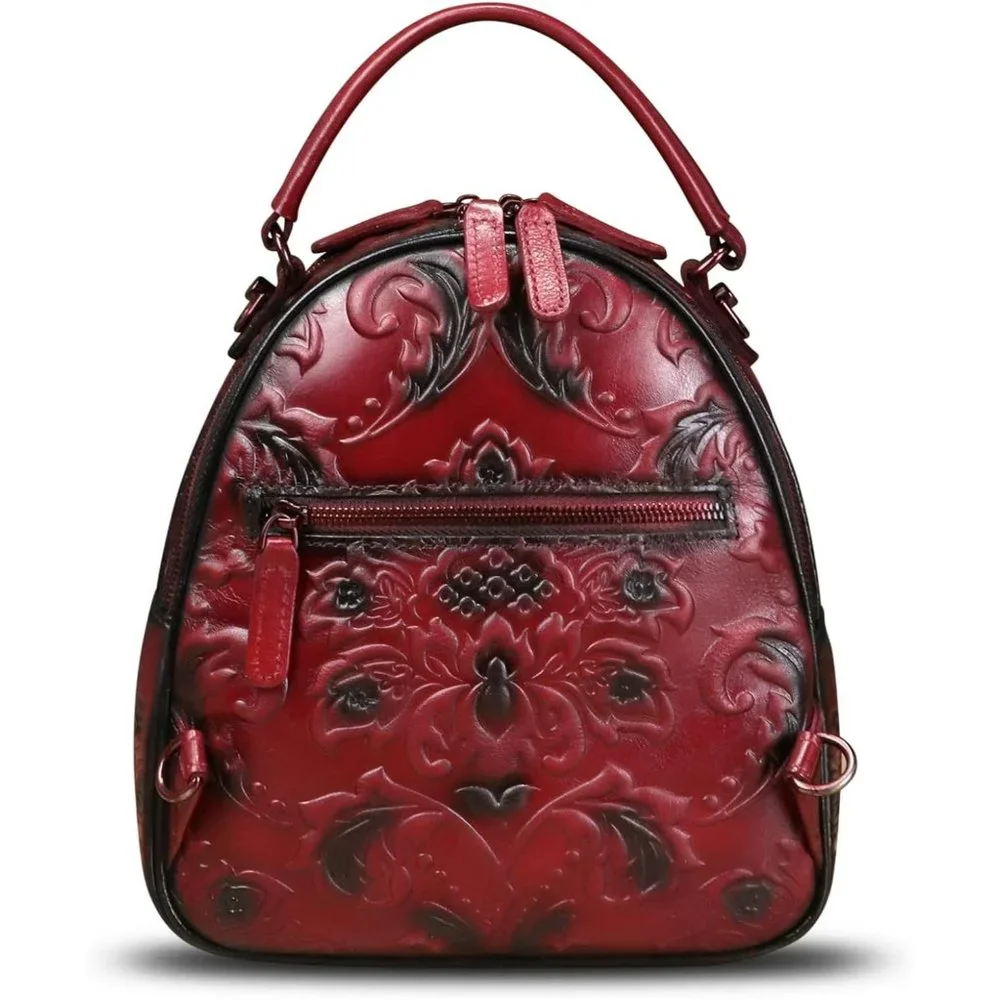 Womens Red Genuine Leather Satchel